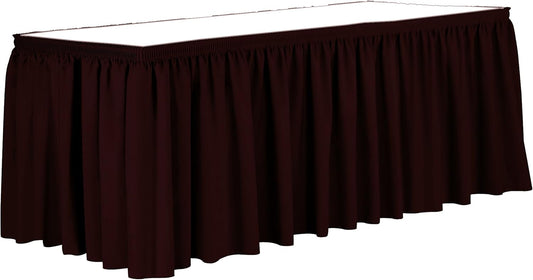Ultimate Textile Pleat Polyester Fabric Table Skirt - Machine Washable Flame Resistant with Clips for Events, Weddings & Trade Shows, Cut & Sewn in Paterson, NJ - Burgundy, 17' Shirred Pleat