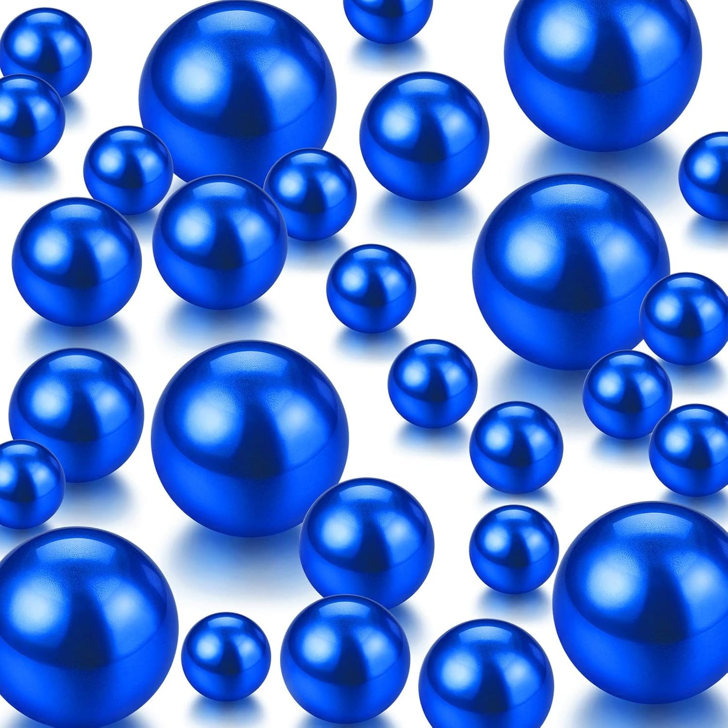 150 Pieces Vase Filler Faux Pearls Vase Makeup Beads No Hole Gloss Bead Mixed Sizes Round Pearl for Home Party Wedding Decor, 8/14/20 mm(Royal Blue)