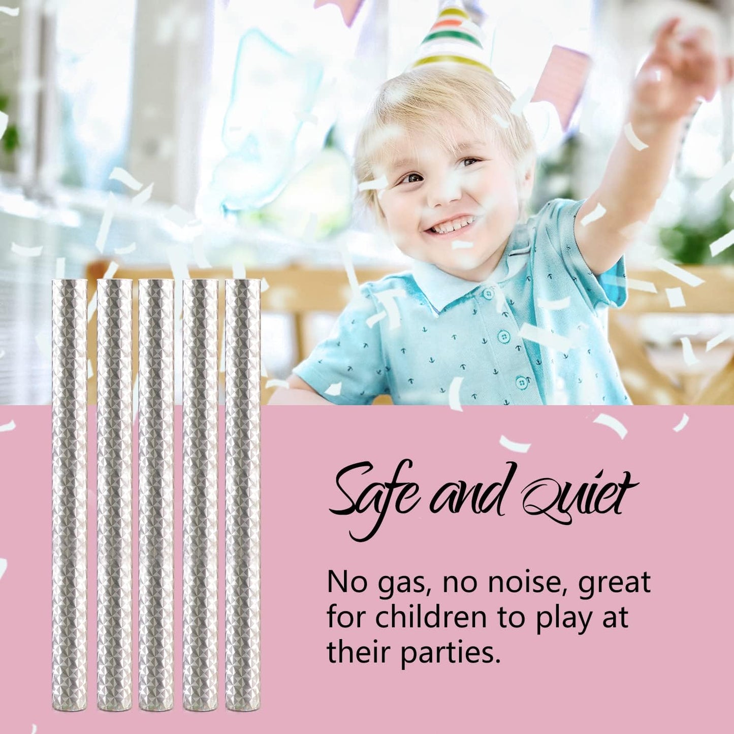 BATTIFE 7Pack White Confetti Wands, Confetti Shoot Poppers, Tissue Paper Flick Flutter Sticks for Wedding, Celebrations, Anniversary, Birthday Party, 14inch