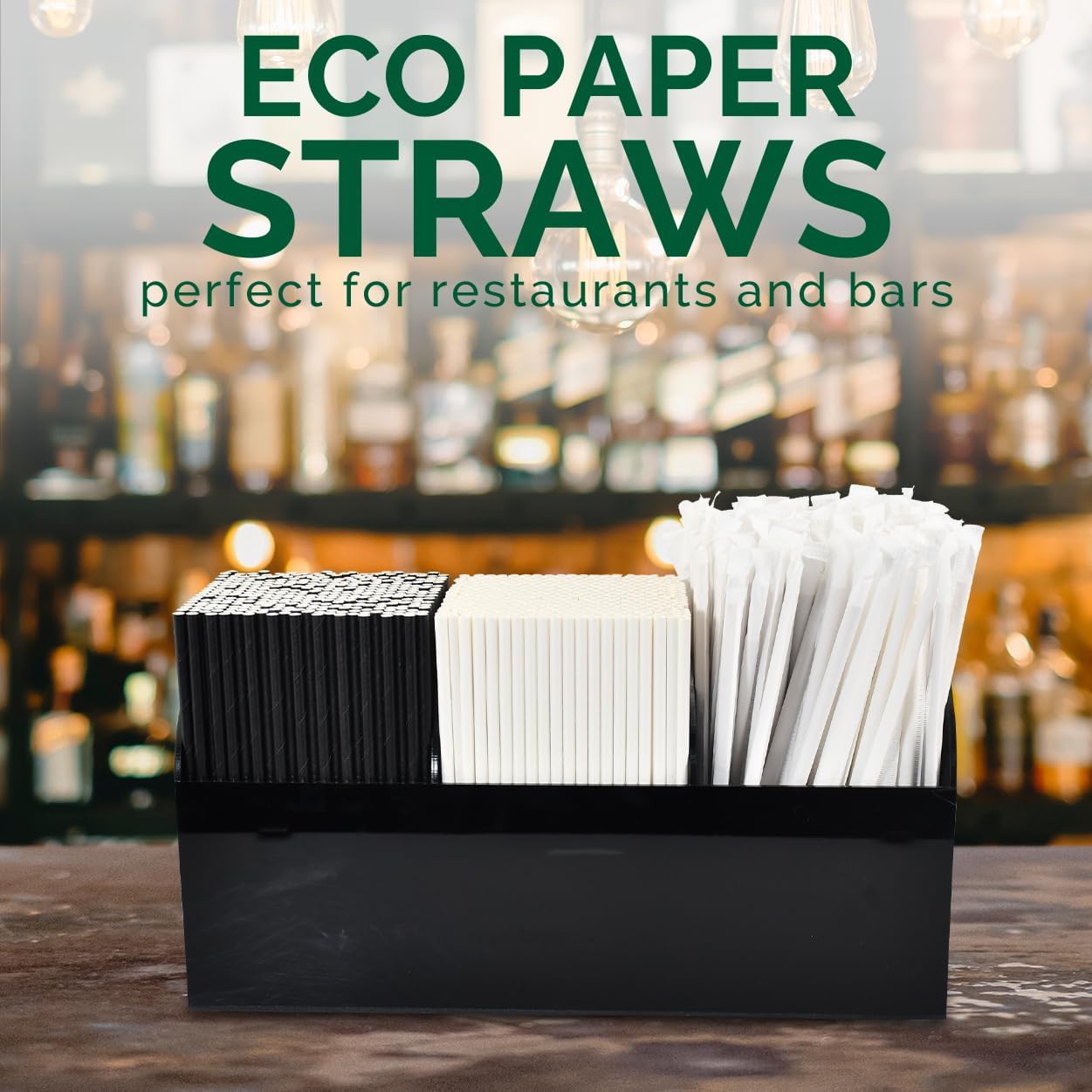 Black Paper Straws 1000 Count - 7.75" x 0.24", 100% Biodegradable & Compostable, Disposable Drinking Straws Bulk - Cocktail, Bars, Restaurants