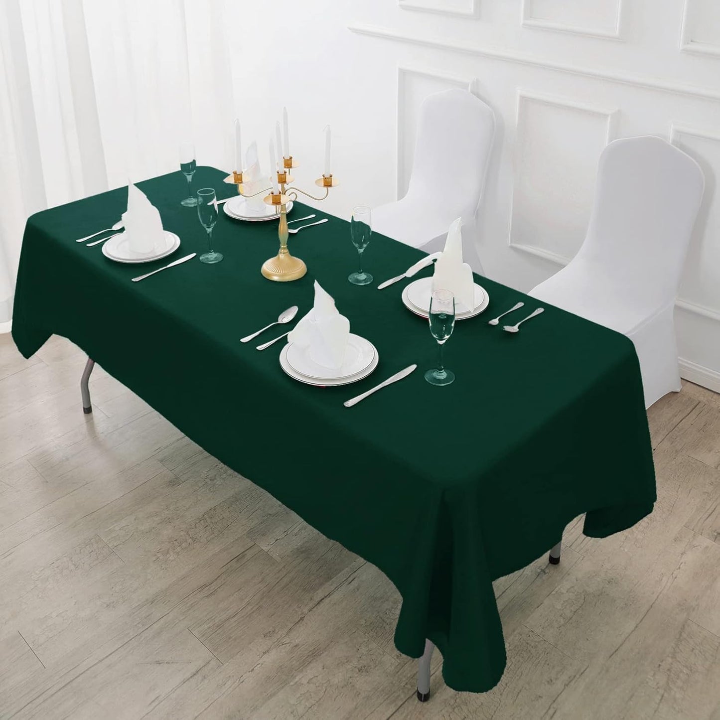 Fokitut 2 Pack Waterproof Rectangle Tablecloth, 60x120 Inch,Stain Resistant and Wrinkle Polyester Table Cloth, Fabric Table Cover for Kitchen Dining, Wedding, Party, Holiday Dinner-Hunter