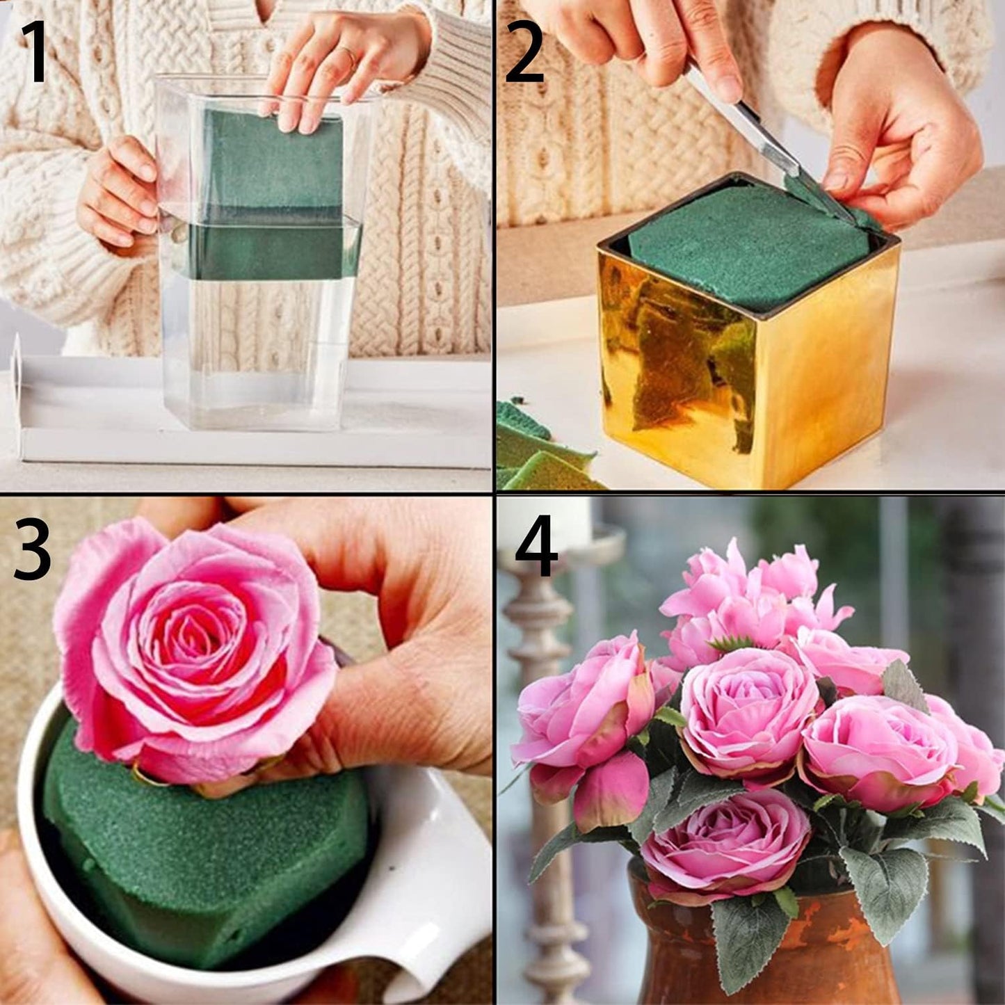 KIMOBER Wet Floral Foam Bricks,Large 9''Lx4''Wx3''H Green Foam Blocks for Flower Arrangement, Wedding,Party Decoration, Pack of 6