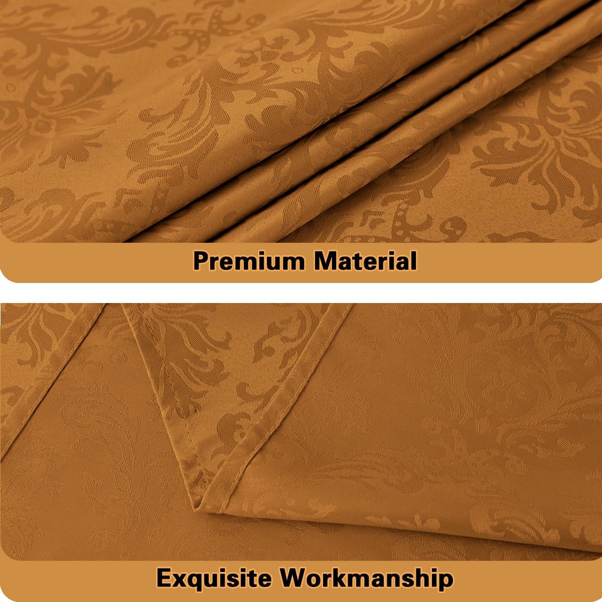 SASTYBALE Fall Tablecloth for Rectangle Tables 60 x 102 Inch Spill Proof Washable Autumn Jacquard Damask Heavy Table Cloth, Polyester Table Cover for Thanksgiving, Harvest, Holiday, Amber/Bronze