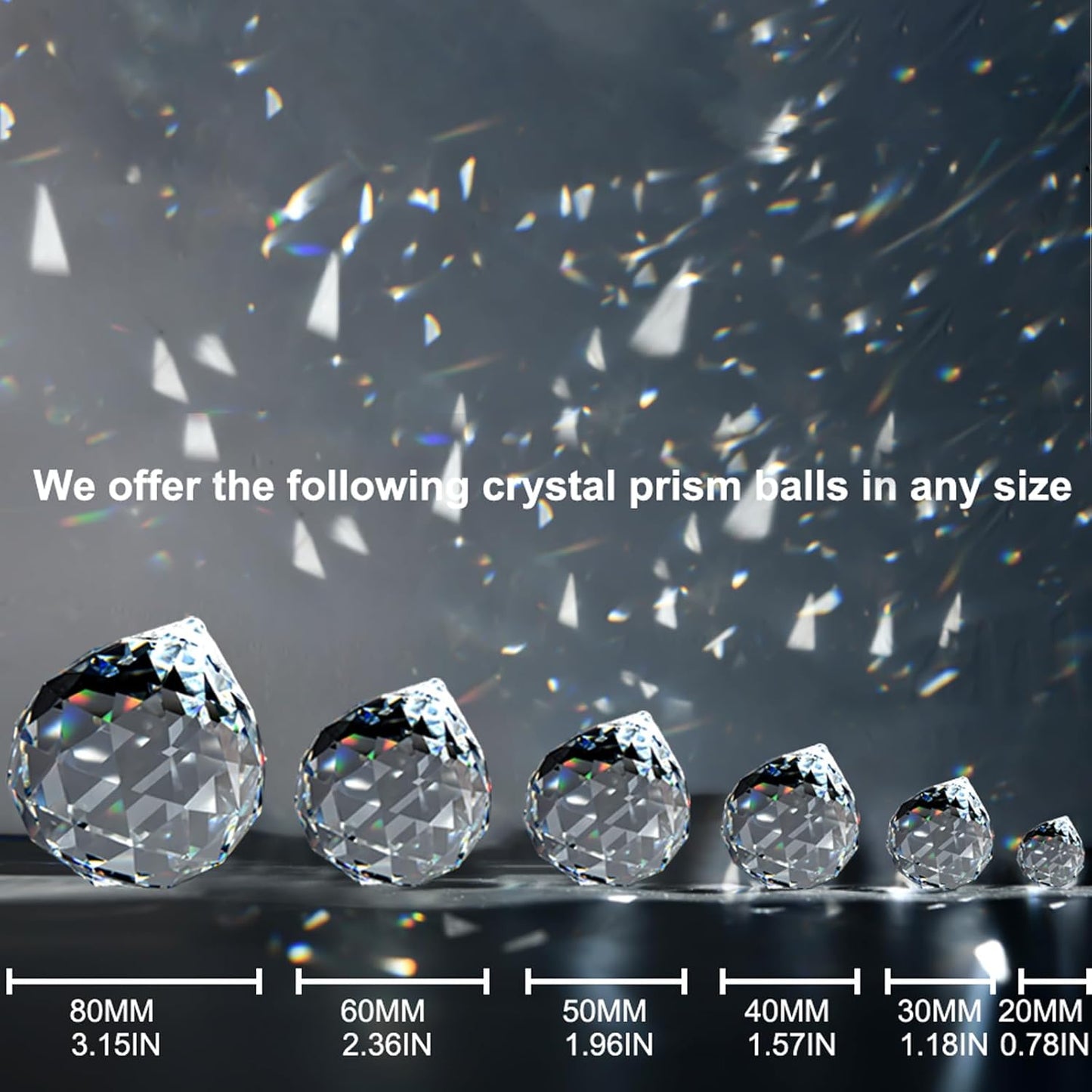 MerryNine 2 Pack Crystal Ball Prism Sun Shine Catcher Rainbow Pendants Maker, Hanging Crystals Prisms for Windows, for Feng Shui, for Gift (Clear) (60mm/2.36")