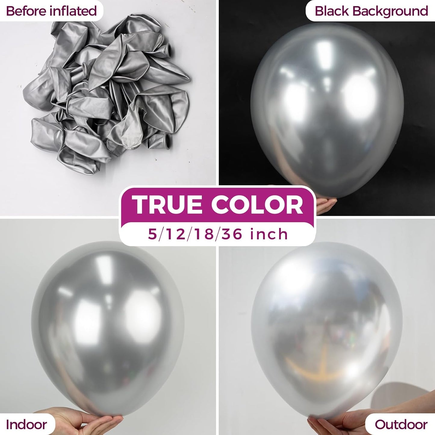 Bezente Metallic Silver Balloons Latex Balloons - 150 Pack 5 inch Chrome Silver Helium Balloons for Wedding Birthday Bridal Shower Graduation Anniversary Party Decorations