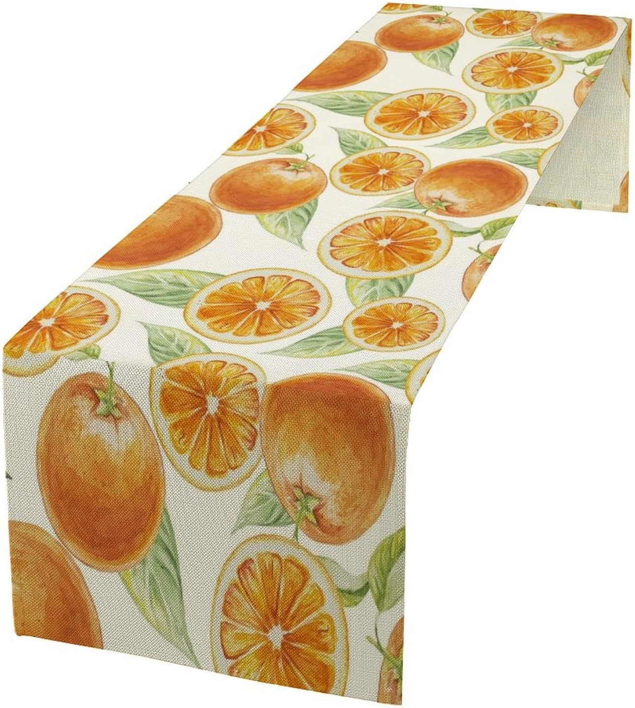 Spring Summer Orange Table Runner Watercolor Sweet Fruit Botanical Print Dinner Runner for Farmhouse Party Holiday Home Kitchen Dining Table Decor 13x120