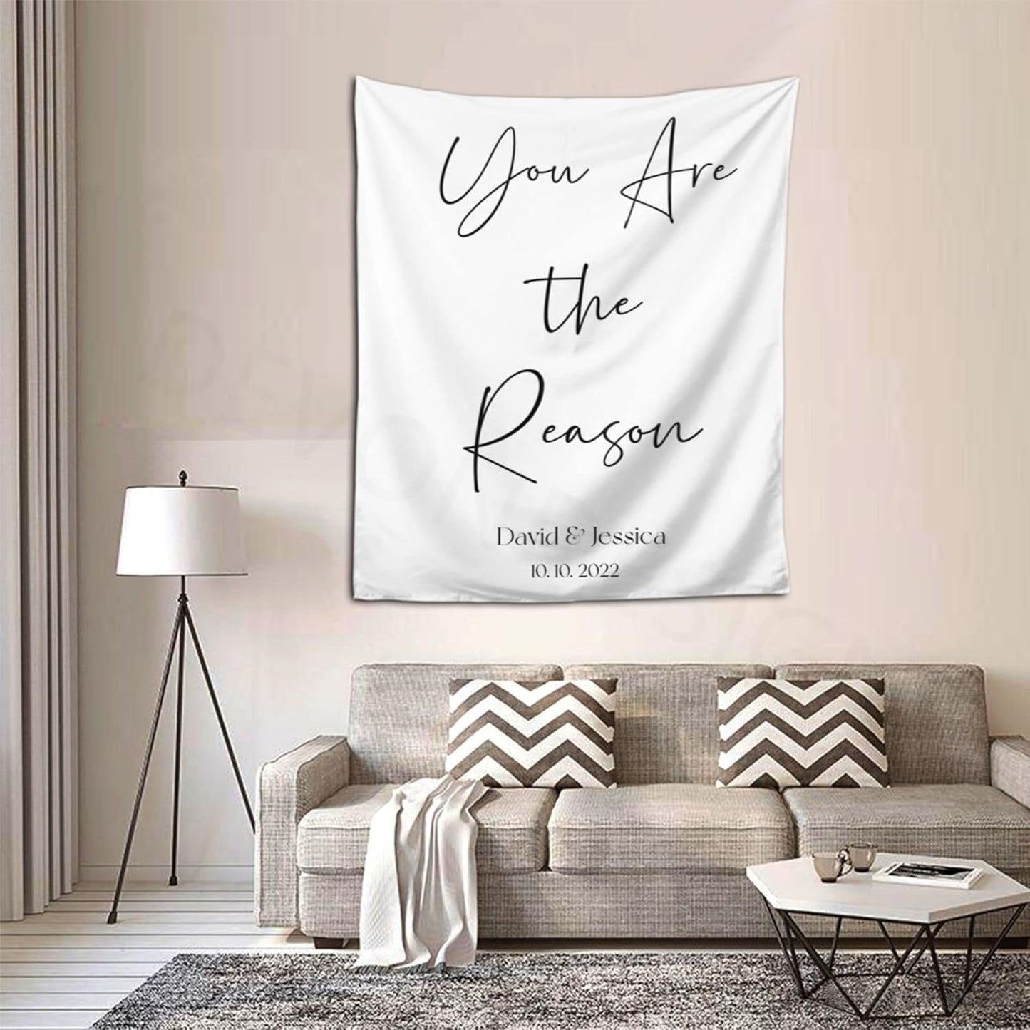Custom Tapestry with Names and Date, Rustic Backdrop for Ceremony, Reception Arch, Wedding Decorations