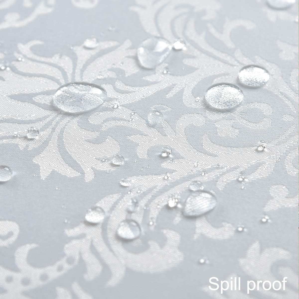 SASTYBALE Square Tablecloth - 52 Inch White Damask Table Cloth Jacquard Design Spill Proof Wrinkle Resistant Waterproof Soft Polyester Table Cover for Kitchen Parties Tabletop