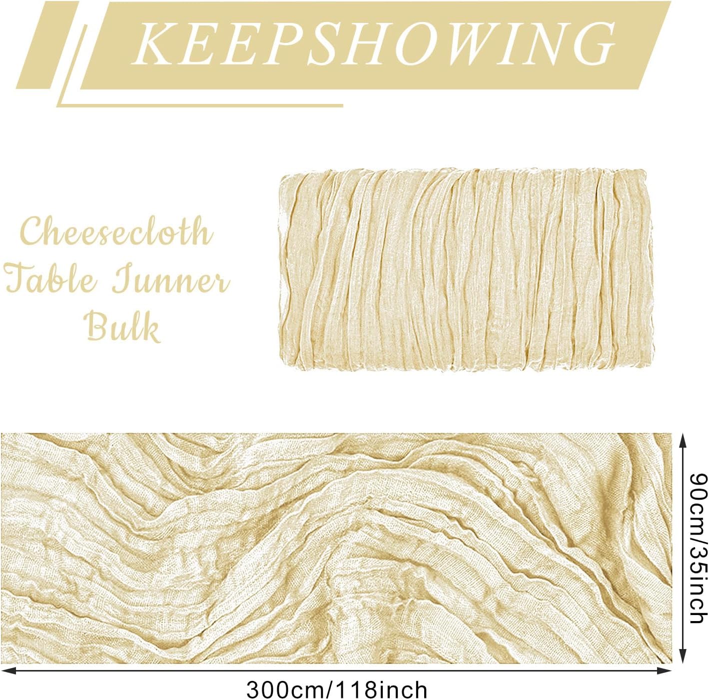 6 Pack Cheesecloth Table Runner 10Ft Christmas Gauze Boho Table Runners for Wedding Decor Bridal Shower Decorations Baby Shower Party(35" x 120")