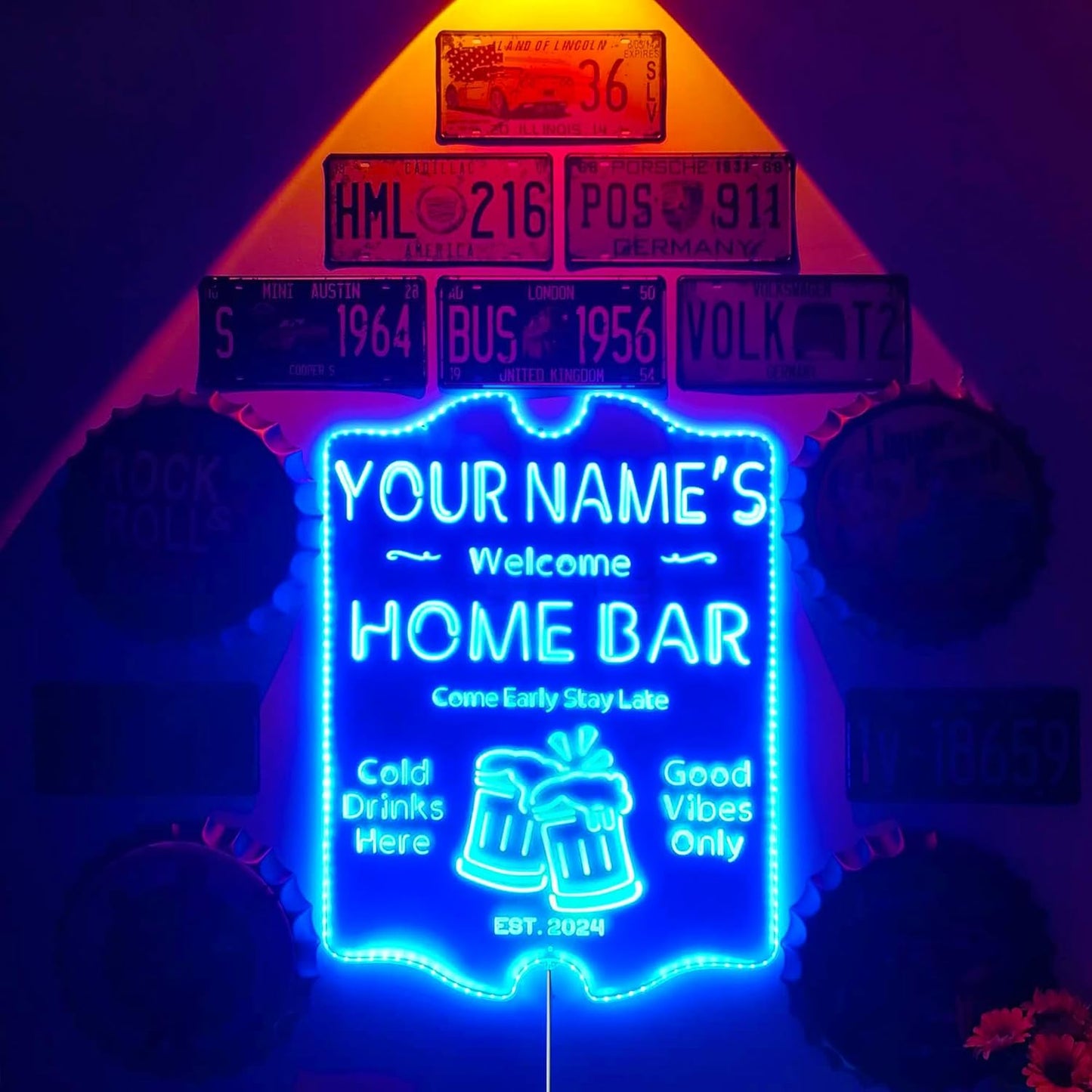 ADVPRO Personalized Your Name Home Bar RGB Dynamic Glam LED Sign - Cut-to-Edge Shape - Smart 3D Decoration - Multicolor Signage st06s86-fnd-p11-tm-c