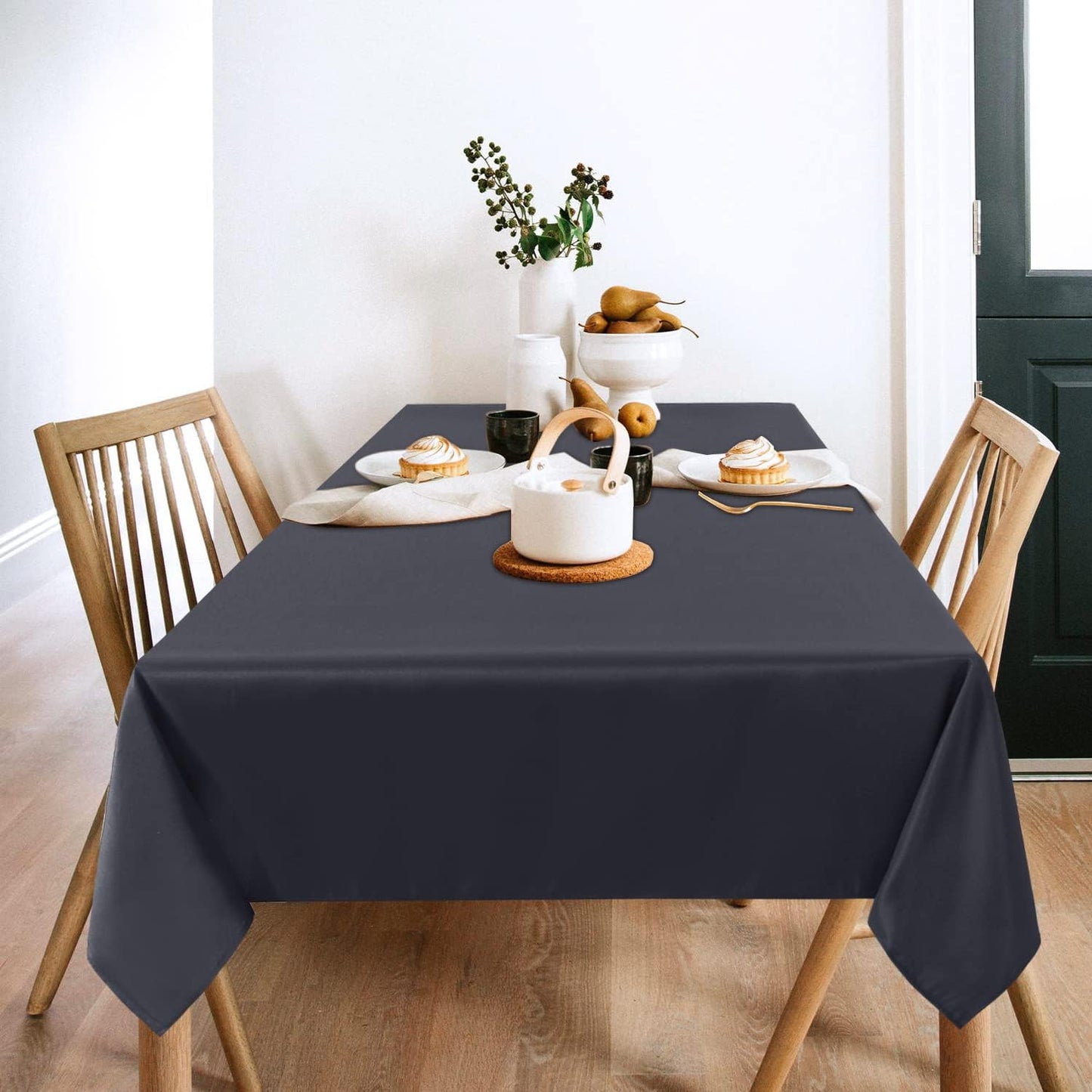 sancua 2 Pack Dark Grey Tablecloth 60 x 120 Inch, Rectangle 8 Feet Table Cloth - Stain and Wrinkle Resistant Washable Polyester Table Cover for Dining Tables, Buffet Parties and Camping