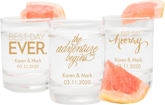 WEDDINGSTAR Personalized 2.75oz Shot Glass Customizable Full Color Print - 180 pack