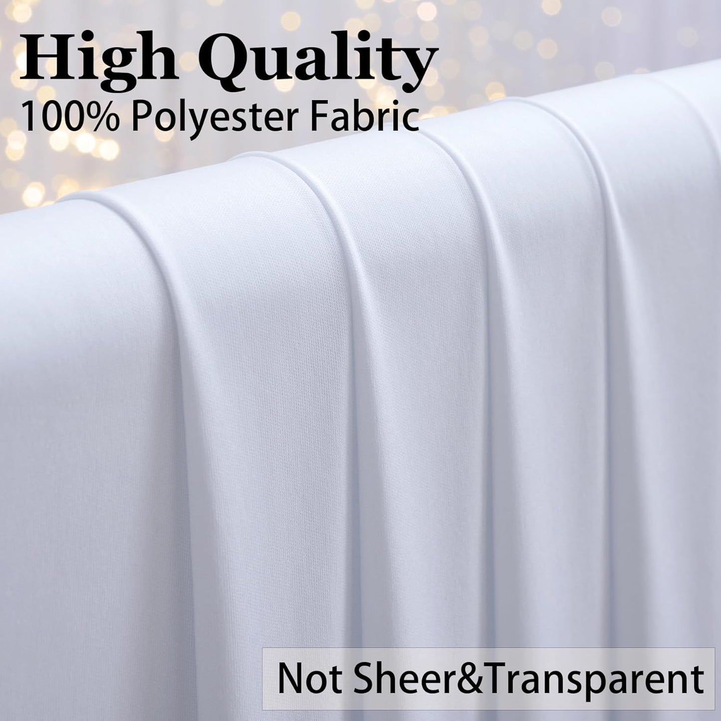 10×14 ft Wrinkle Free White Backdrop Curtain for Wedding Parties, 2 Panels 5×14ft Height Silky Polyester Photo Backdrop Drapes for Parties Birthday Baby Shower Photography Background Cloth