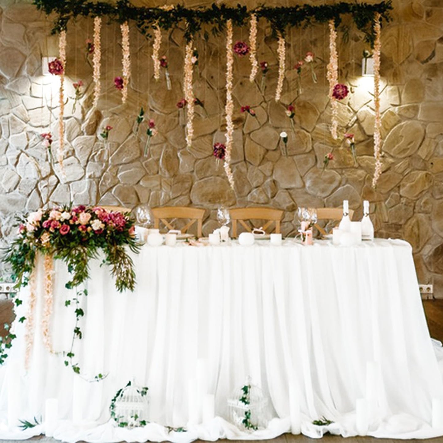 6 Pack Cheesecloth Table Runner 10Ft Christmas Gauze Boho Table Runners for Wedding Decor Bridal Shower Decorations Baby Shower Party(35" x 120")