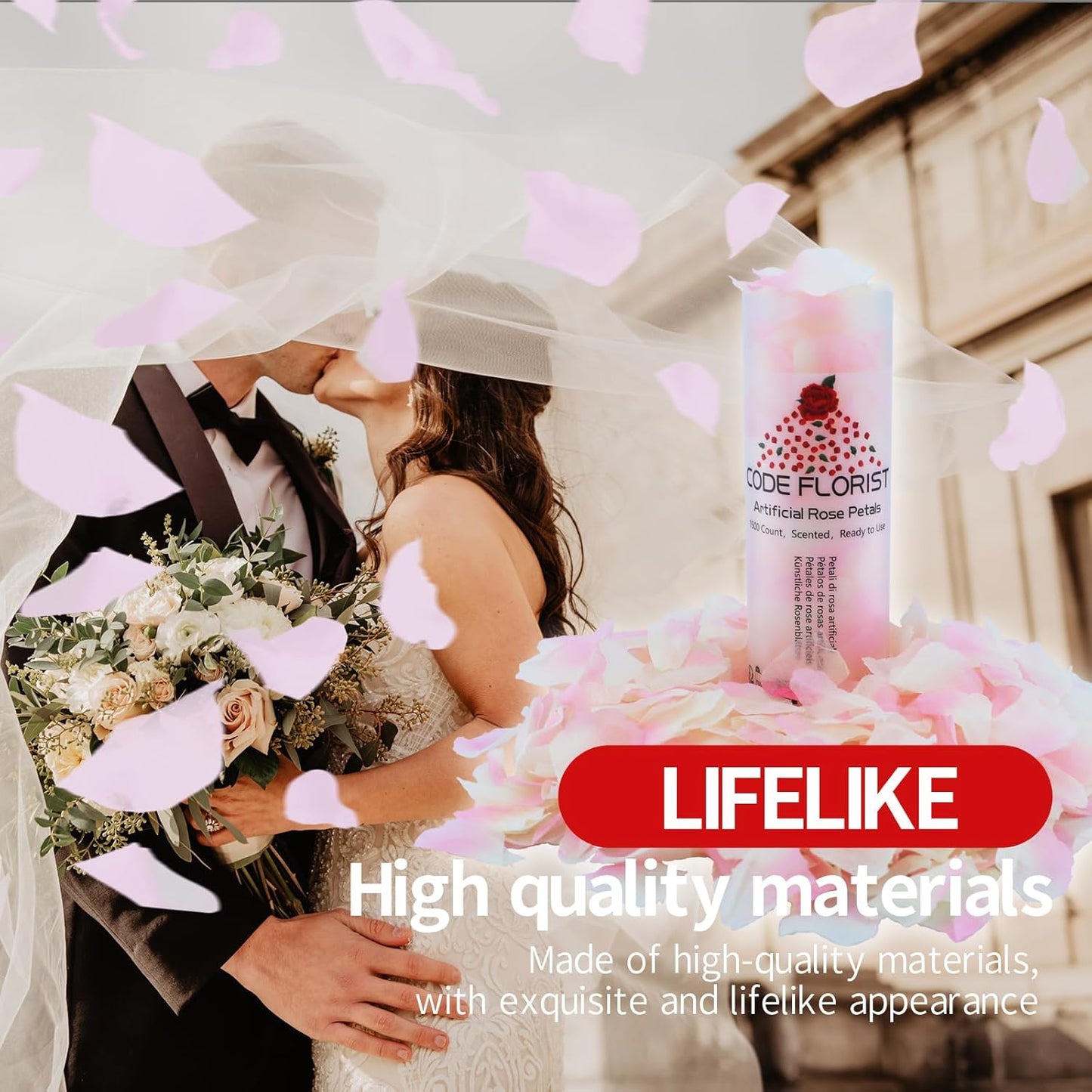 CODE FLORIST 1500 PCS Silk Rose Petals for Valentine's Day,Fake Rose Petals for Romantic Night,Wedding,Proposal Anniversary Flower Decorations(Separated,Scented,Champagne Pink)