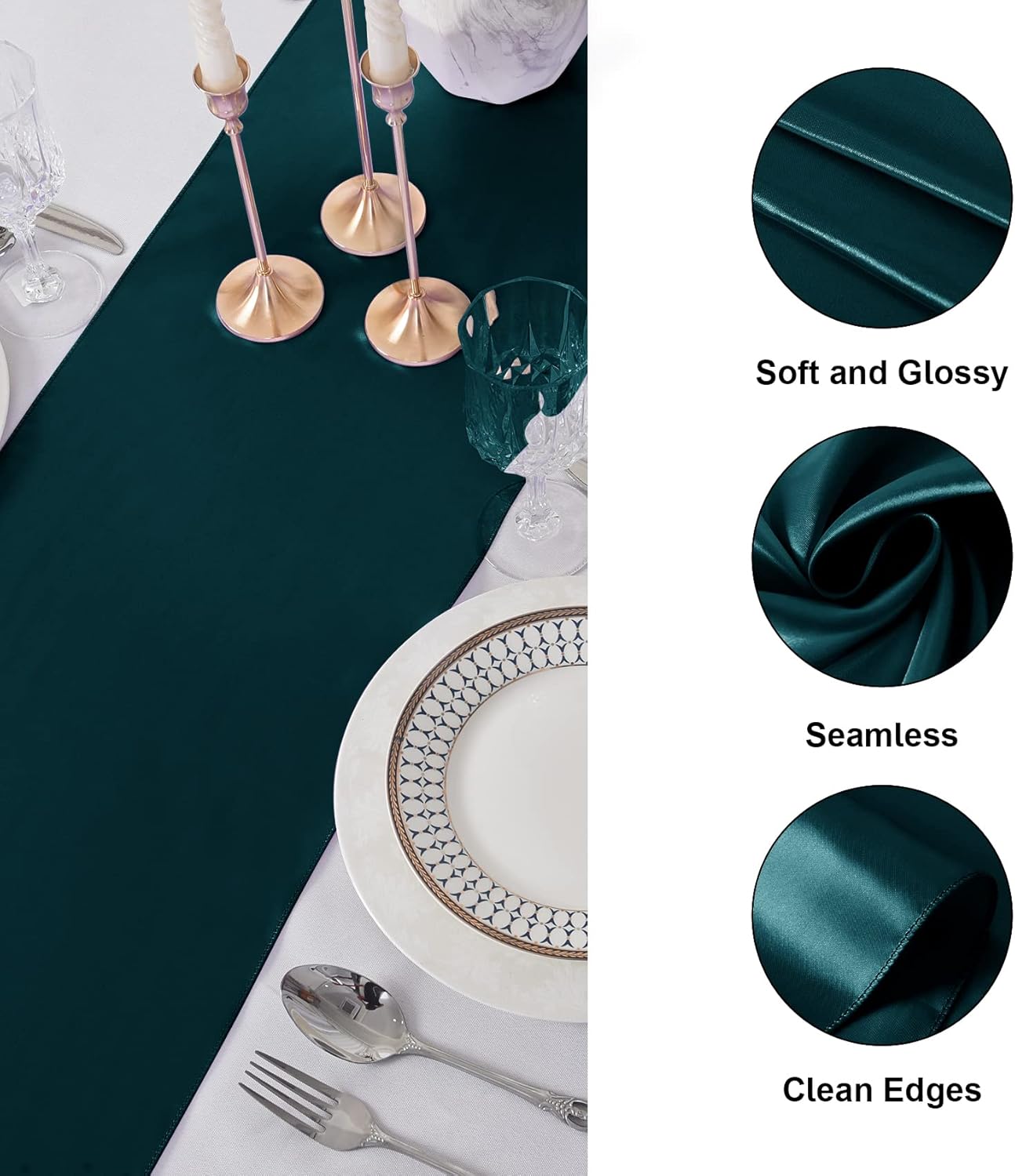 6Pack Table Runner 12 x 108 Inches Satin Silk Table Runner for Wedding, Birthday Party, Banquets, Graduations Decoration, fit Rectange and Round Table-Hunte