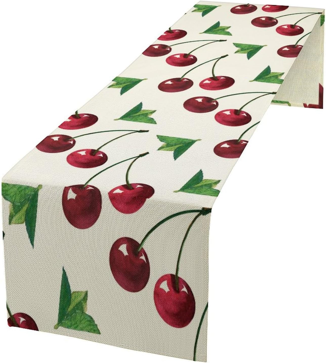 Red Cherry Table Runner Watercolor Tropical Fruit Spring Summer Wild Berry Dinner Runner for Girl Baby Party Holiday Home Kitchen Dining Table Decor 13x108
