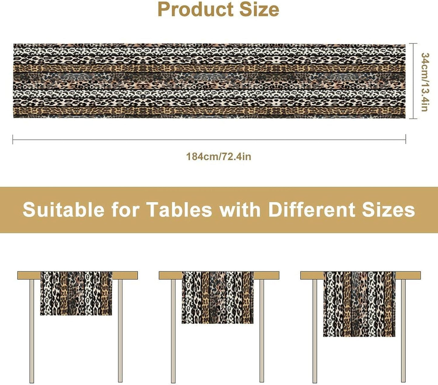 Cow Patchwork Print Table Runner, Country Farm Animal Fur Skin Farm Safari Wildlife Pattern Table Runner for Dinner Dinning Home Kitchen Living Room Party Holidays Setting, 13x108 Inch