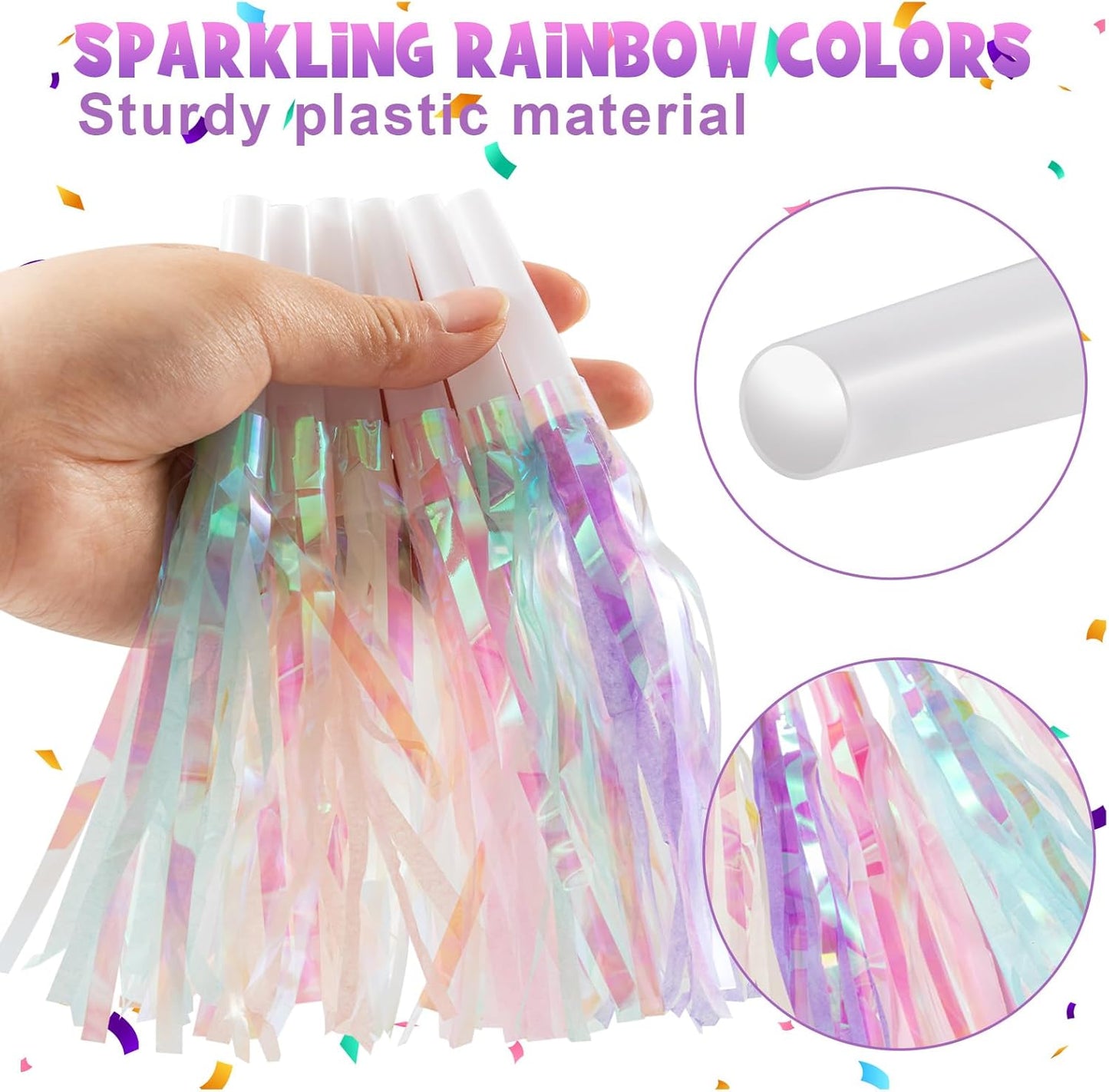 72 pcs Party Blowers, Noise Makers Glitter Metallic Fringed Party Horns for Birthday Blow Horns Graduation Sporting Party Favors Supplies