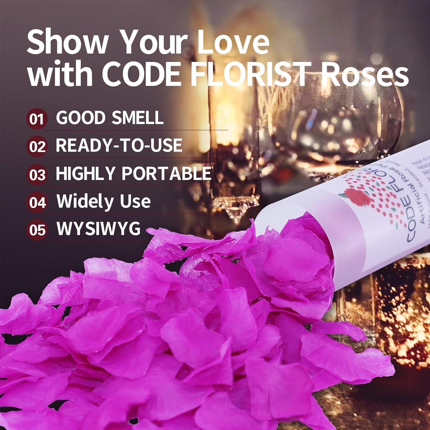 CODE FLORIST 1500 PCS Silk Rose Petals,Fake Rose Petals for Romantic Night,Wedding,Proposal Anniversary Flower Decorations(Separated,Scented,Purple)