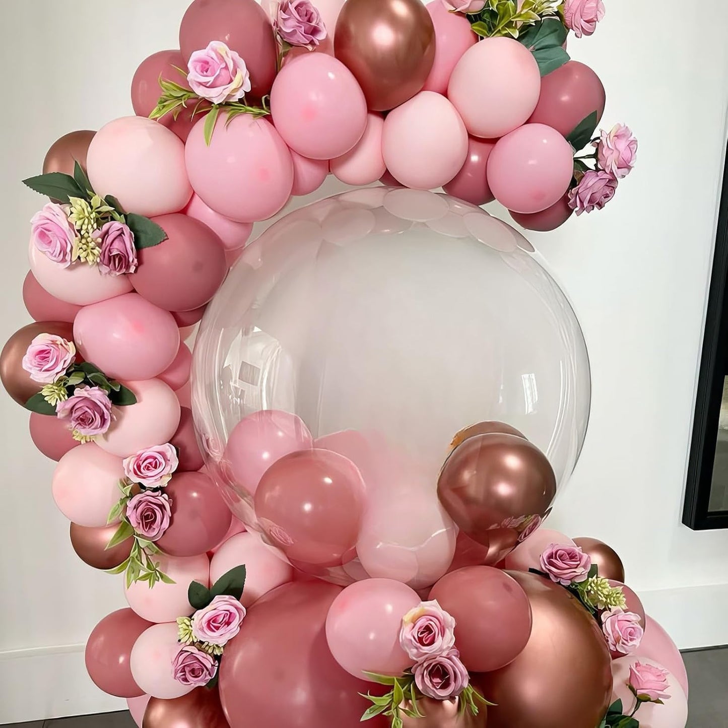 Hot Pink White Balloons, Pink White Balloons, Pink and Silver Confetti Balloon for Woman Birthday Girls Baby Shower Party Wedding Graduation Bridal Shower Decorations