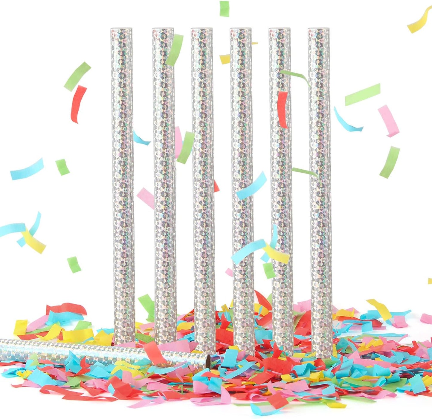 BATTIFE 7Pack Confetti Wands, Colorful Tissue Paper Flick Flutter Sticks, Confetti Shoots Poppers for Wedding, Celebrations, Anniversary, Birthday, Multi-Color, 14inch