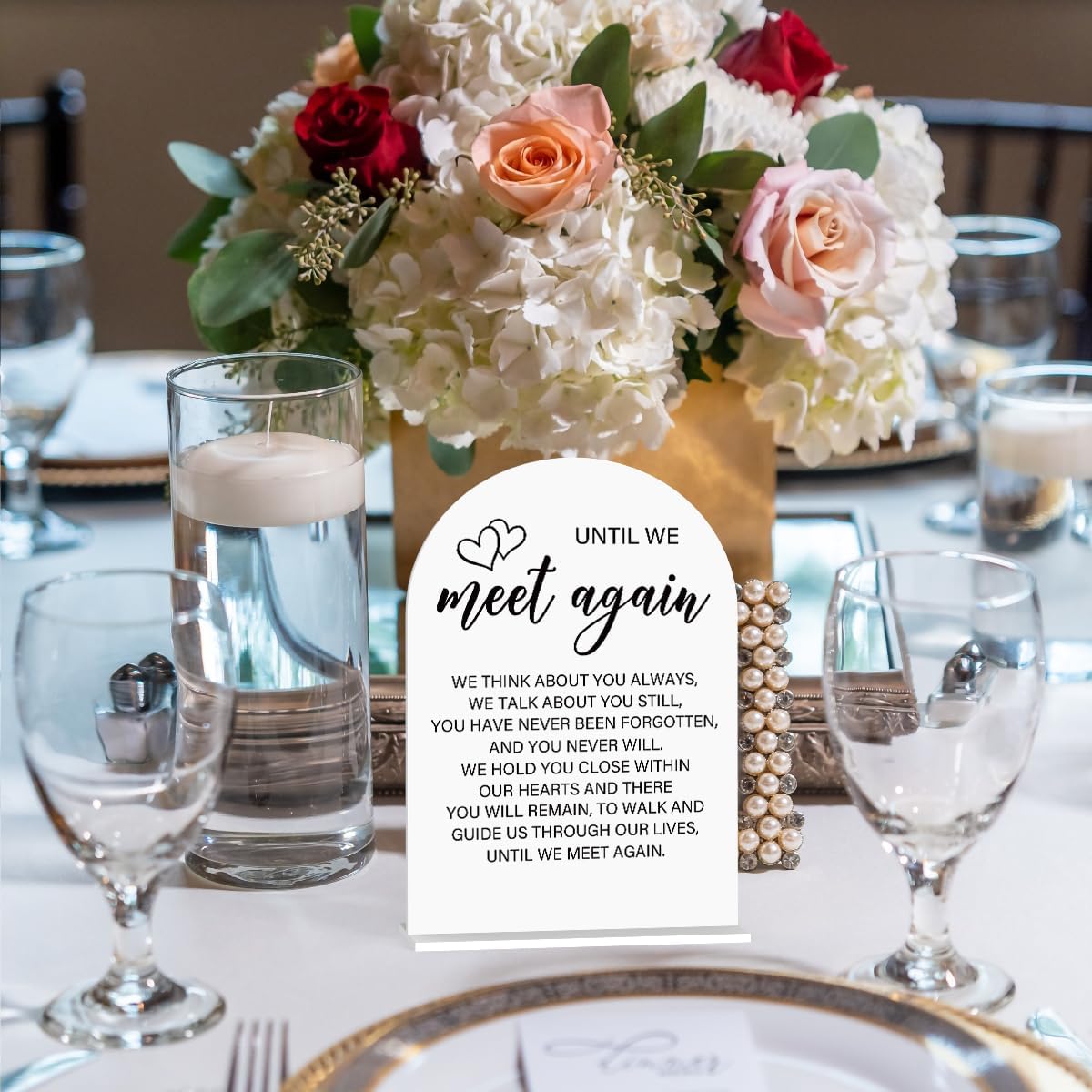 Acrylic Wedding Sign Wedding Signs for Ceremony Until We Meet Again Sign for Wedding Modern Calligraphy Arch Acrylic Table Top Sign for Wedding Reception and Event Party Table(white）