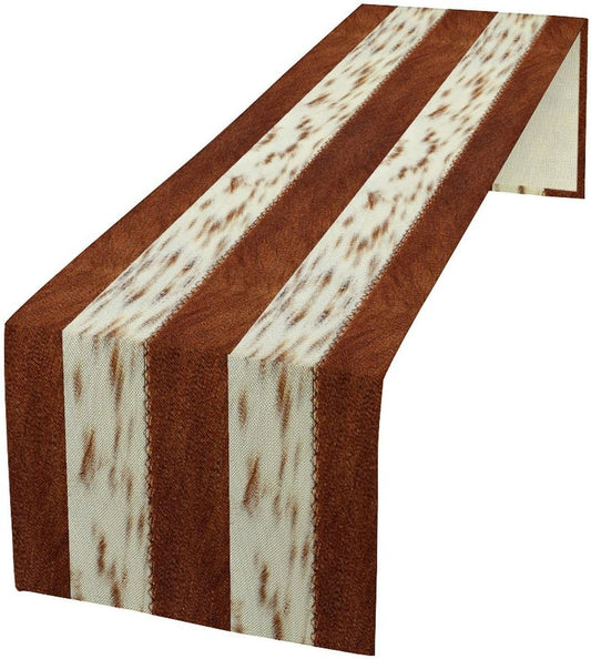 Cow Patchwork Print Table Runner, Brown Country Farm Animal Fur Skin Farm Safari Wildlife Pattern Table Runner for Dinner Dinning Home Kitchen Living Room Party Holidays Setting, 13x70 Inch