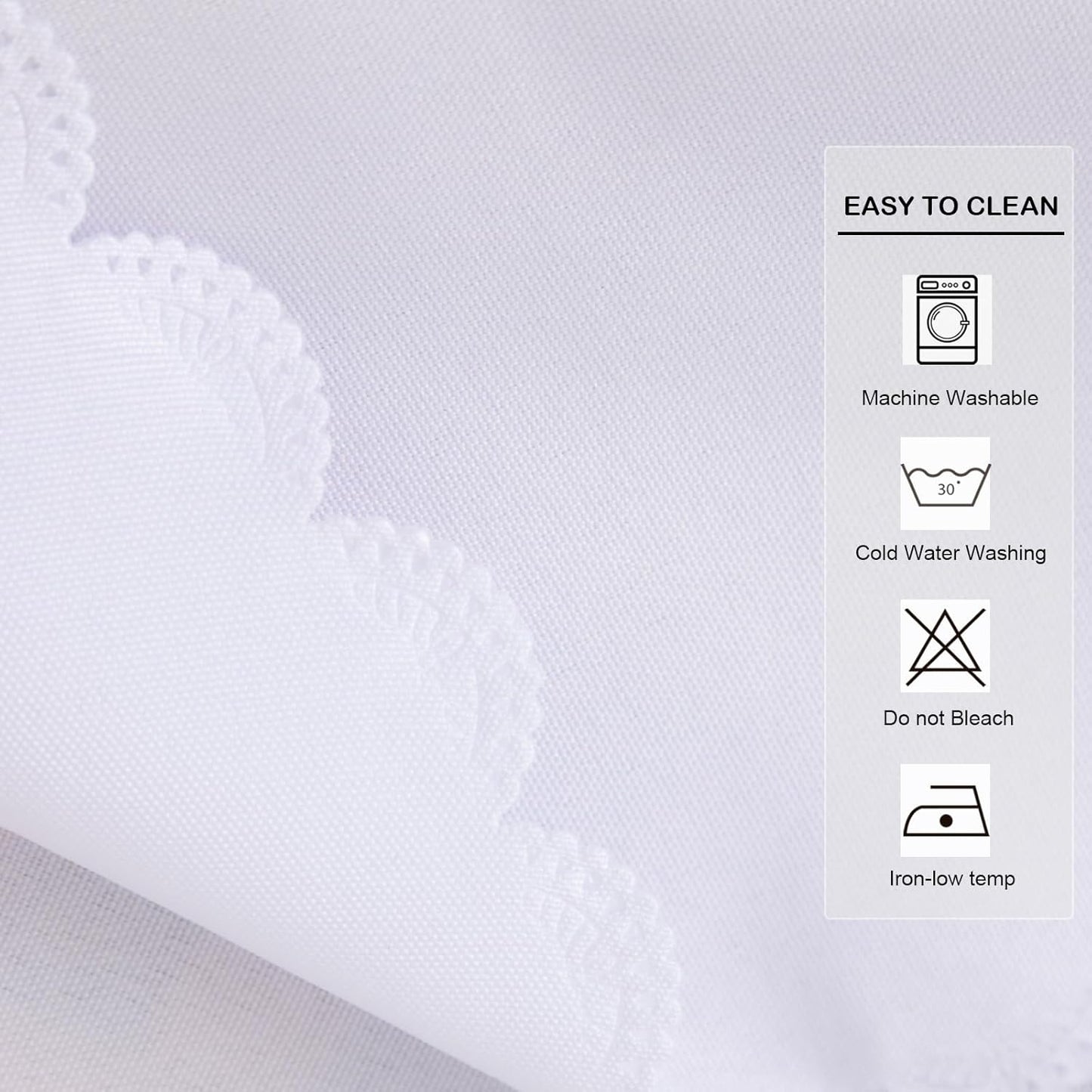 Round White Tablecloth 48 Inch Polyester Fabric Washable Table Cloth Decorative Wrinkle Resistant Solid Color Table Cover for Kitchen Dinning Party Wedding Camping