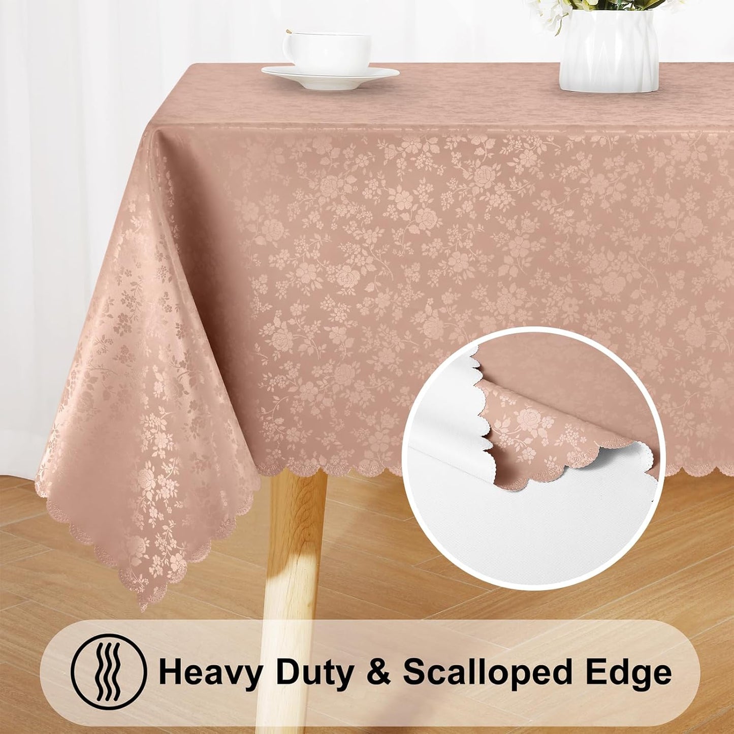 Smiry Rectangle Table Cloth, Waterproof Heavy Duty Vinyl Tablecloths, Wipeable Washable Table Cover for Kitchen and Dining Room (Tan, 54" X 78")