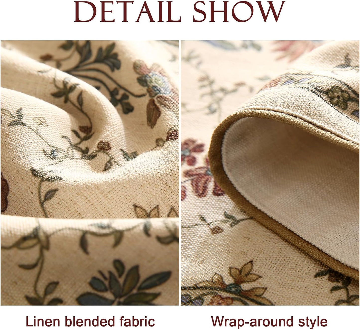 patdrea Designer Vintage Floral Linen Extra Long Table Runner 118 Inch Long,Beige Cottage Rustic Bouquets Pattern Table Mat,Decor for Kitchen Dining Coffee Table Cabinet Thanksgiving,12"*118"