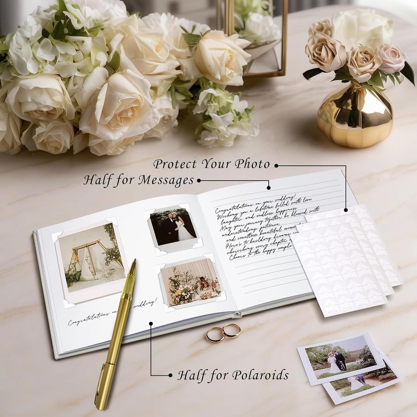 Graduation Guest Book Personalized 2025 - Leather Photo Guestbook for Reception Parties, Retirement, Birthdays, Special Events - 112 Pages Blank and Lined Thick Paper Guest Book