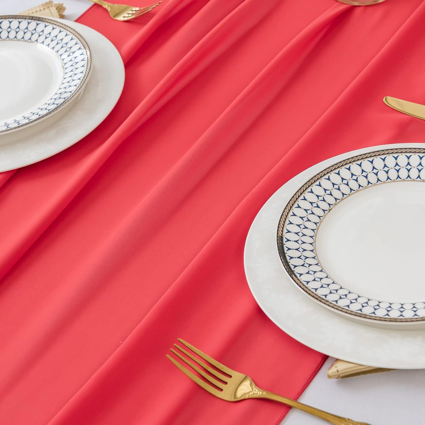 6Pack 9ft Chiffon Table Runner 14x108 Inch Sheer Romantic Table Runner for Wedding Birthday Party Bridal Shower Outdoor Decoration-Red