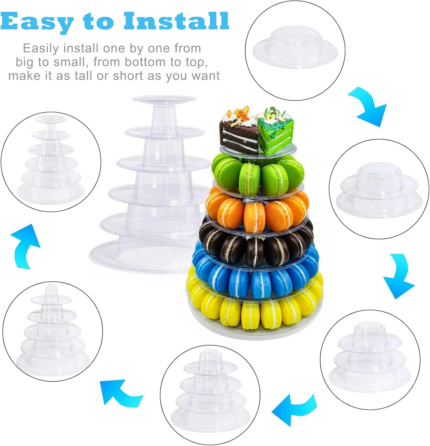 Macaron Tower Stand, 6 Tiers Macaron Display Macaroon Stand Tower Desserts Cupcake Holder Platter for Wedding, Birthday Party, Baby Shower, Party Decoration by Greatstar…