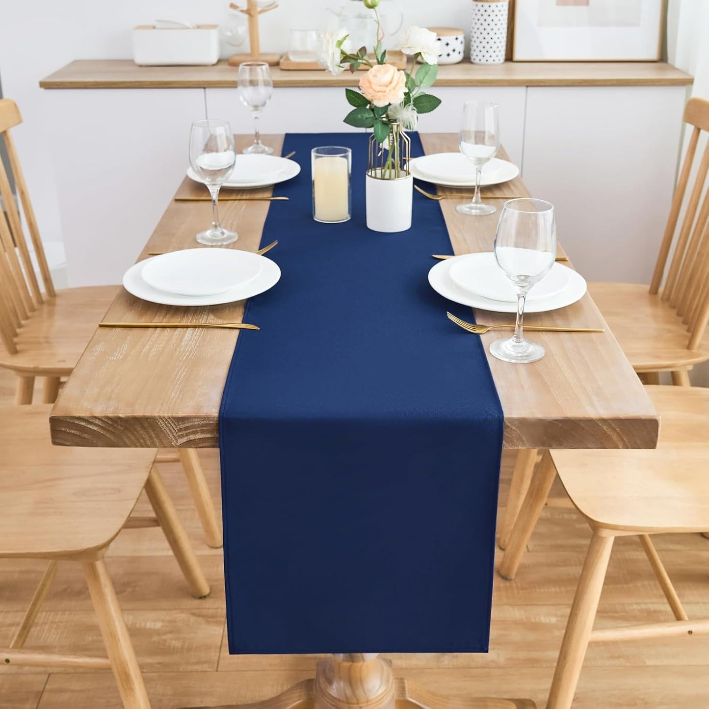 2 Pack Navy Blue Table Runner 12 x 90 Inch Solid Color Farmhouse Runners Coffee Table Dresser for Daily Party Home Decoration