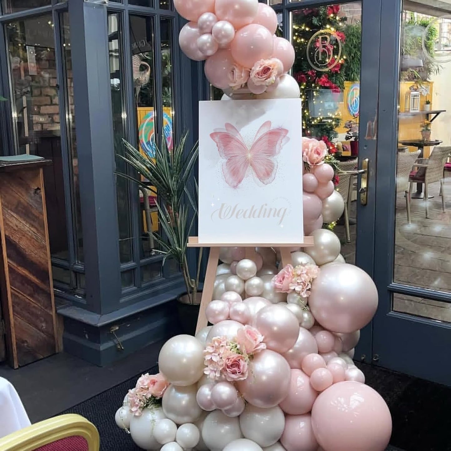 Double Stuffed Pearl White and Pink Balloons, 50pcs Double Stuffed Pearl Sand White Dusty Retro Pink Latex Balloons for Women Girls Boho Birthday Party Baby Shower Bridal Shower Wedding Engagement