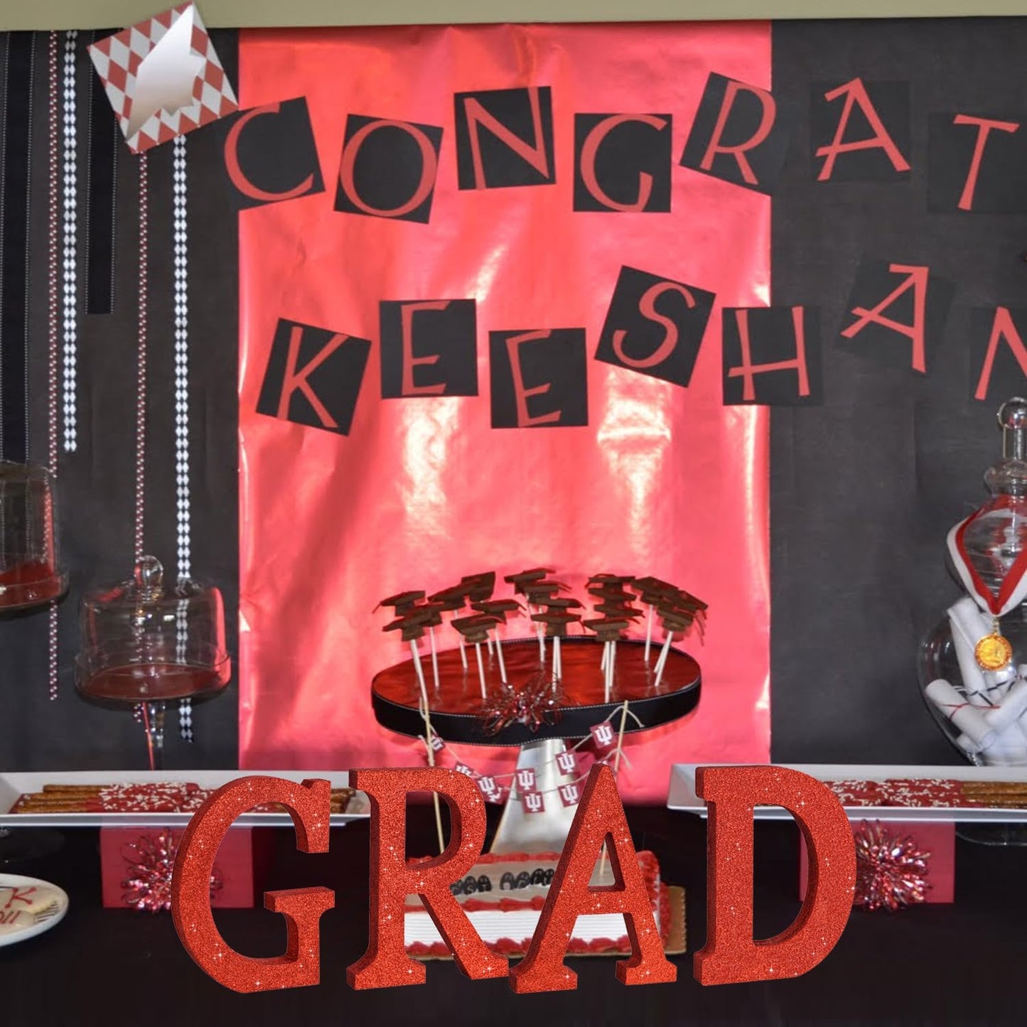 TONIFUL 8 Inch Red Glitter Letter A Table Centerpiece A-Z Red Birthday Party Decorations,Red Alphabet A for Birthday,Chrismas,Graduation,Bridal Shower,Wedding,Anniversary Party Supplies