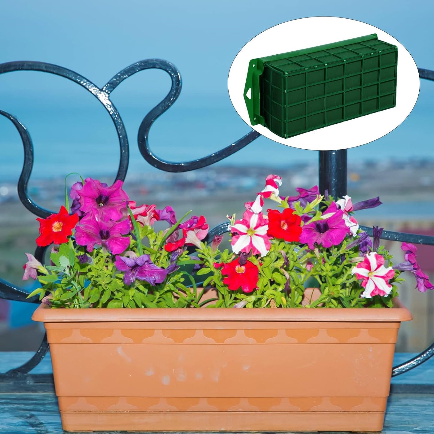 Boao 8 Pieces Floral Foam Cage Holder with Floral Foam for Fresh Flowers Cage Bowl for Table Centerpiece Flower Arrangement, Rectangle, 11.8 x 4.7 x 3.1 Inch