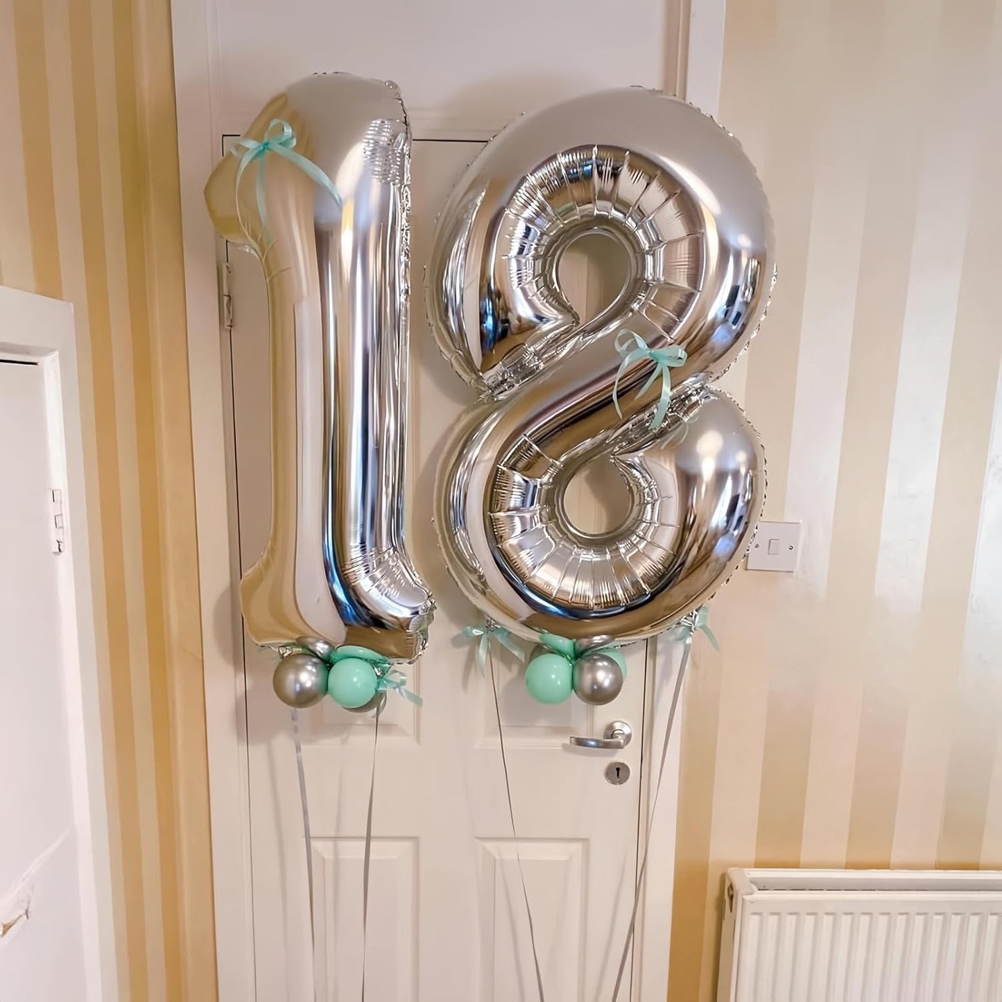 Silver 1 Balloon,40 Inch Number 1 Balloon,1st Birthday Balloon Decorations Helium Silver 1 Balloon Number for Birthday Party Decorations