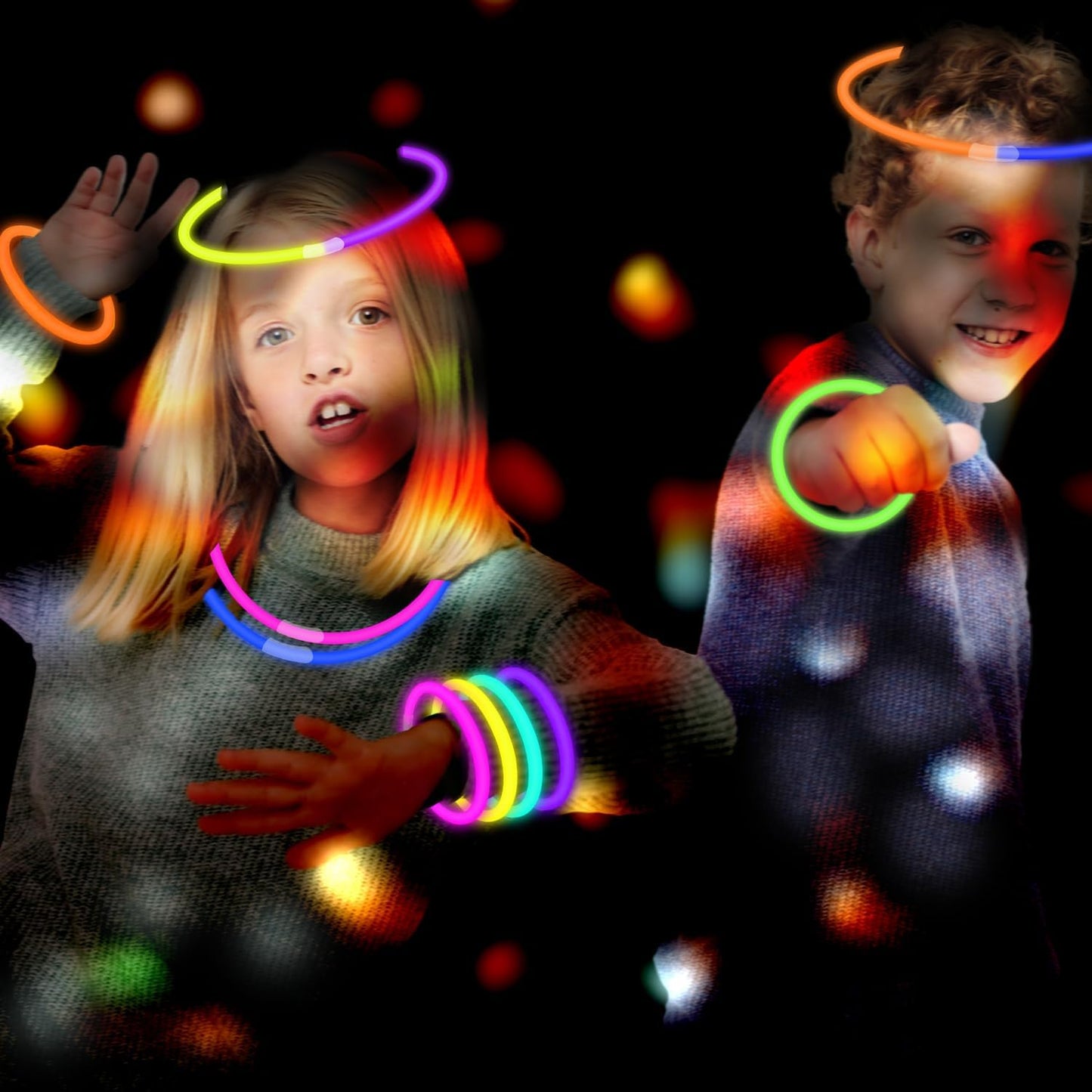 Halloween Glow Sticks Party Pack 8"-50, Light up Bracelets & Necklaces Accessories for Kids, Neon Glow in the Dark Party Favor Supplies Decoration for Birthday Camping Wedding Dance Parade Activities