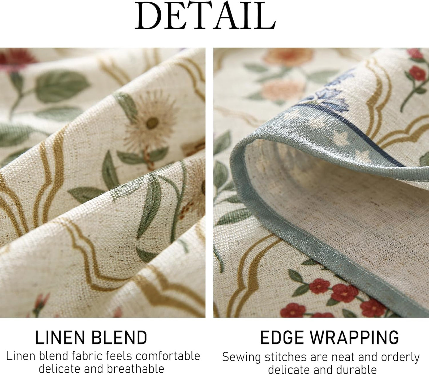 ISAENNE Designer Linen Round Tablecloth,Western Colorful Floral Indoor Table Cloth,Wrinkle Resistant Decor Tablecloths for Dining Thanksgiving Kitchen Christmas,Diameter 67"-Serenity B