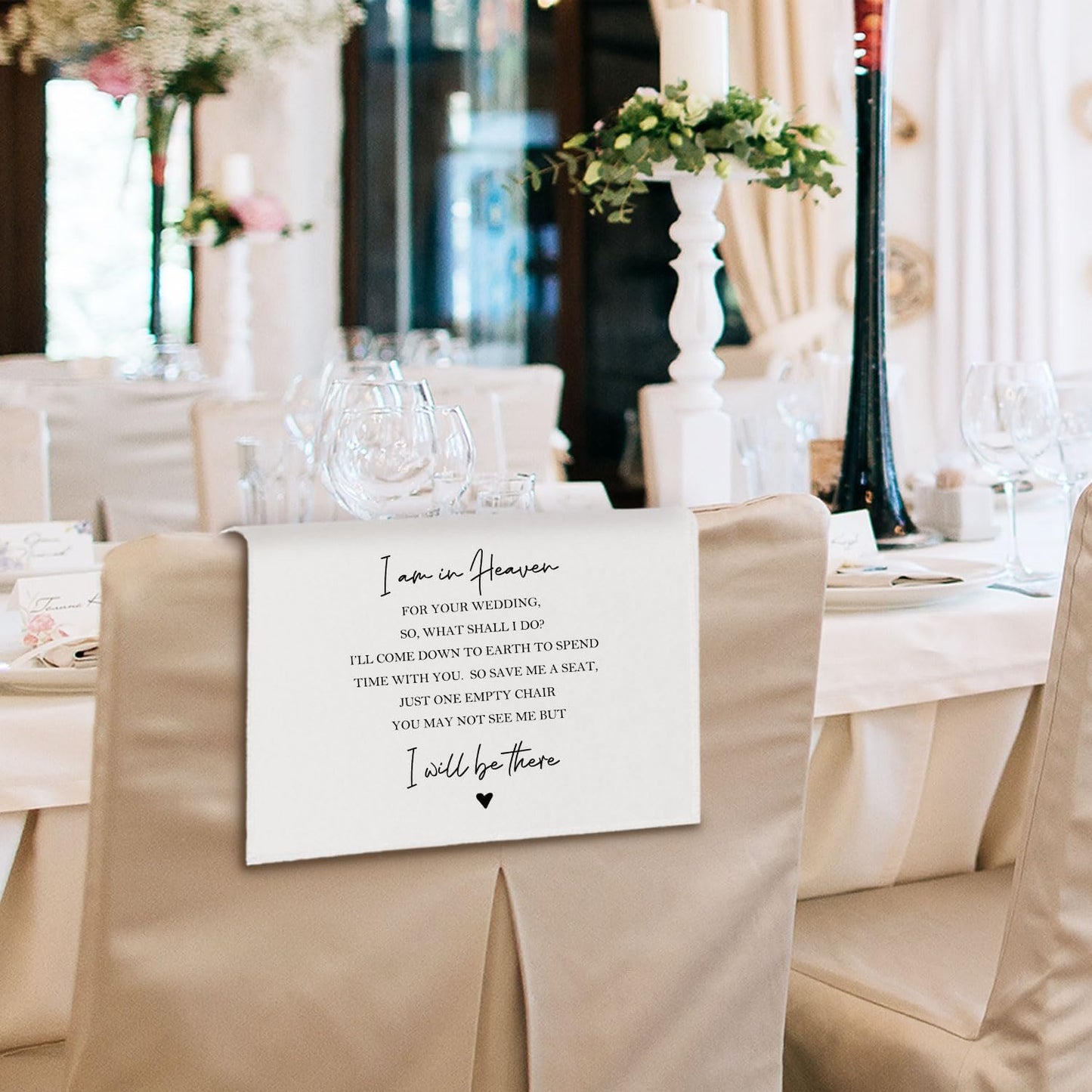 In Loving Memory Wedding Sign, I Am in Heaven for Your Reserved Chair Sign Pew Cloths Seating Placeholder, Wedding Decorations for Reception Celebrations Event (1 Pc)