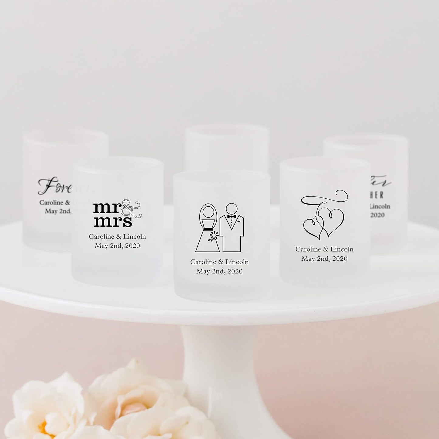WEDDINGSTAR Personalized 3oz Frosted Shot Glass Customizable Full Color Print - 96 pack