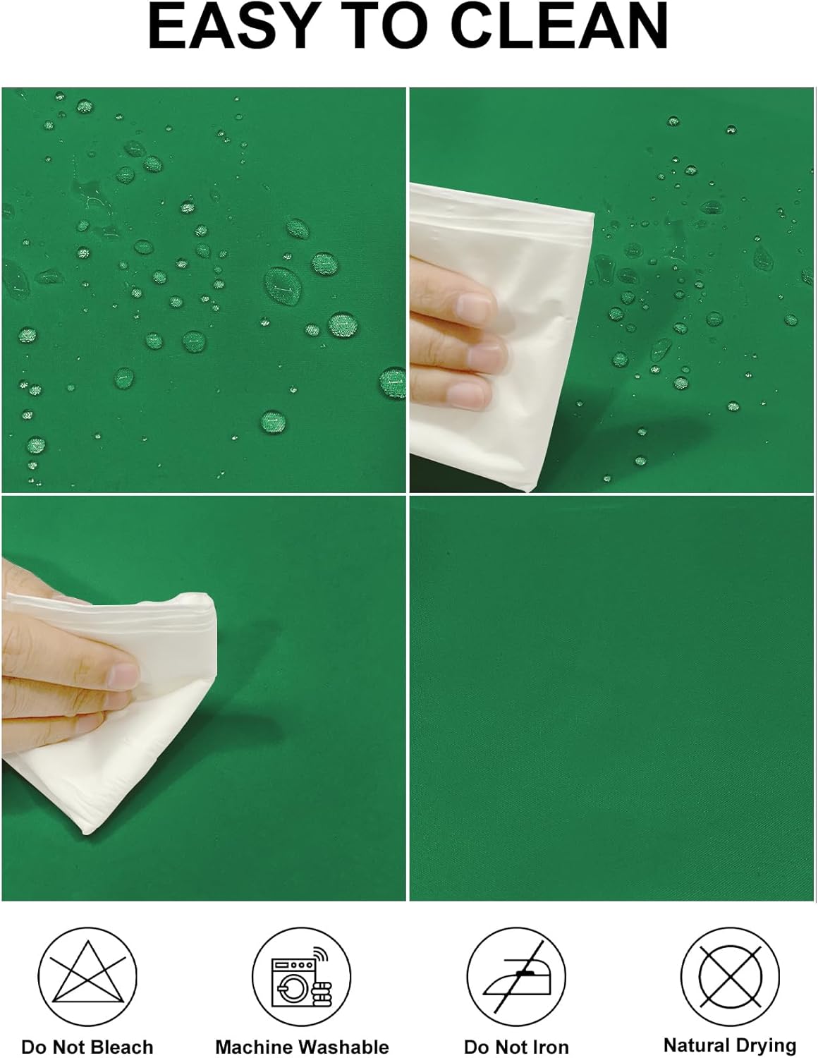 Fokitut 2 Pack Waterproof Rectangle Tablecloth, 60x84 Inch, Stain Resistant and Wrinkle Polyester Table Cloth, Fabric Table Cover for Kitchen Dining, Wedding, Party, Holiday Dinner-Emerald