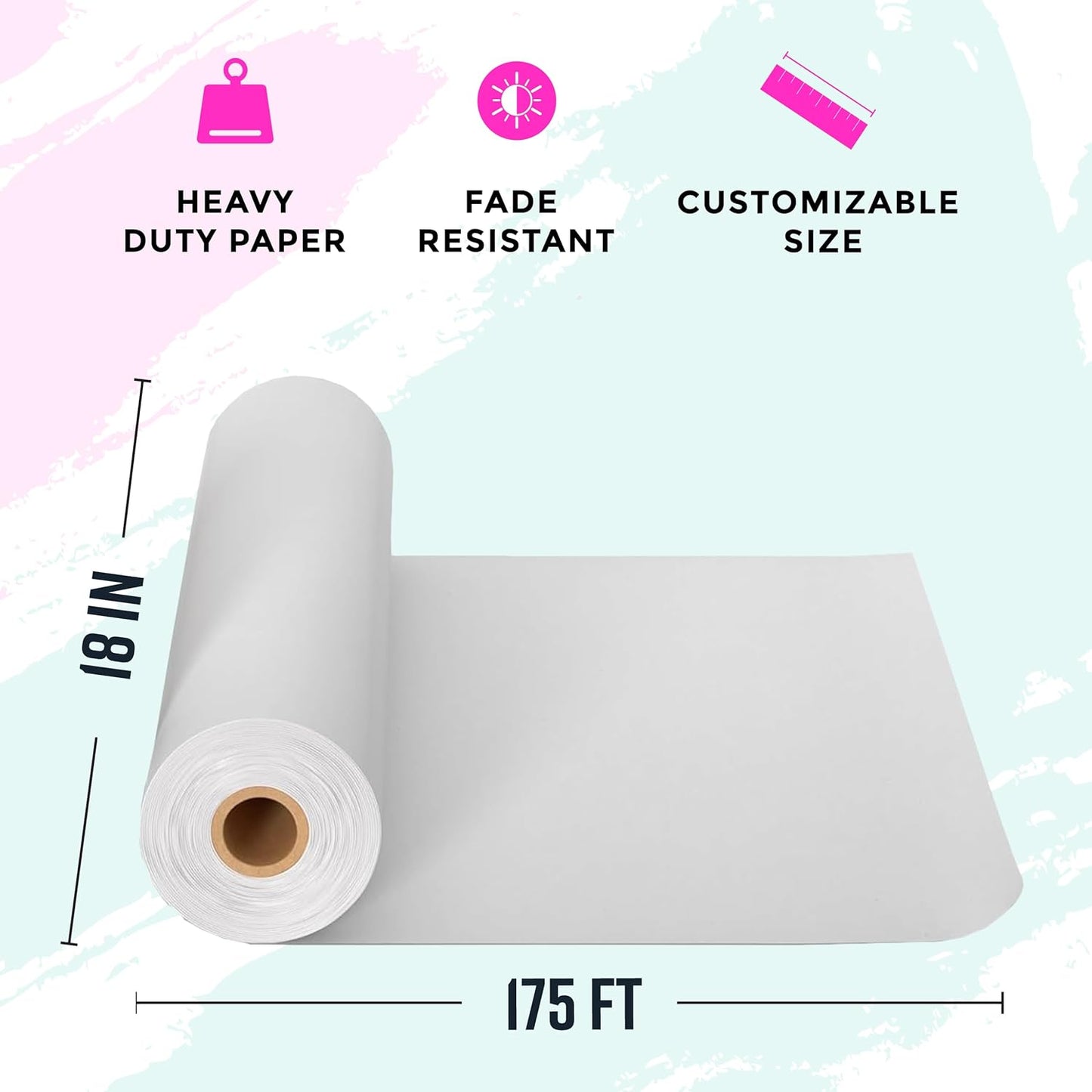 Bryco Goods 18”x2100” (175’) White Kraft Paper Roll for Painting, Drawing, Banner, Bulletin Board, Easel Paper, Floor Covering, Packaging, Shipping, Gift Wrapping, Arts & Crafts – Made in USA