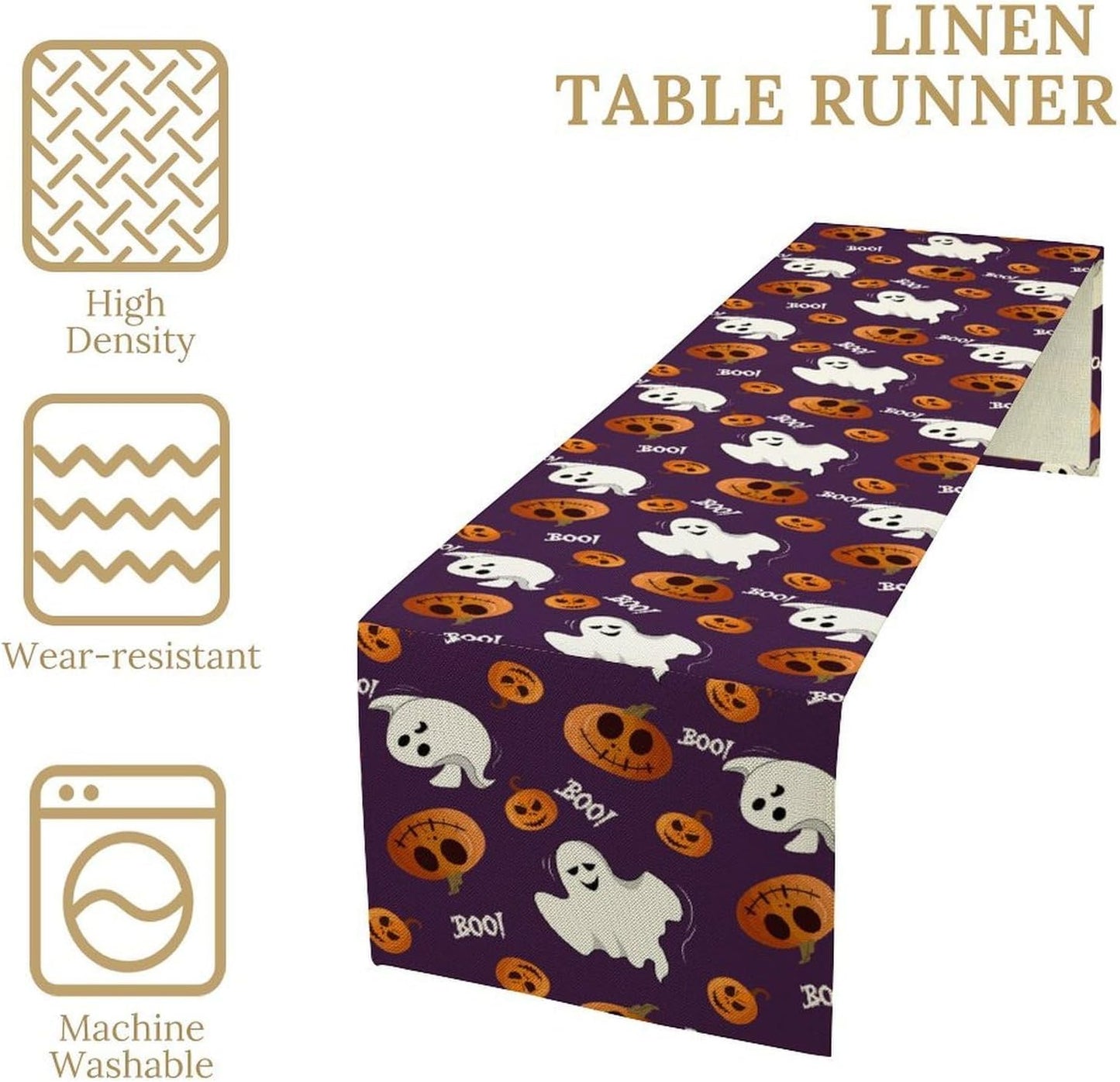 Halloween Table Runner,Ghost Pumpkin Halloween Table Runner for Kitchen Dining Table Decoration Home Party Decor 13x90 Inch