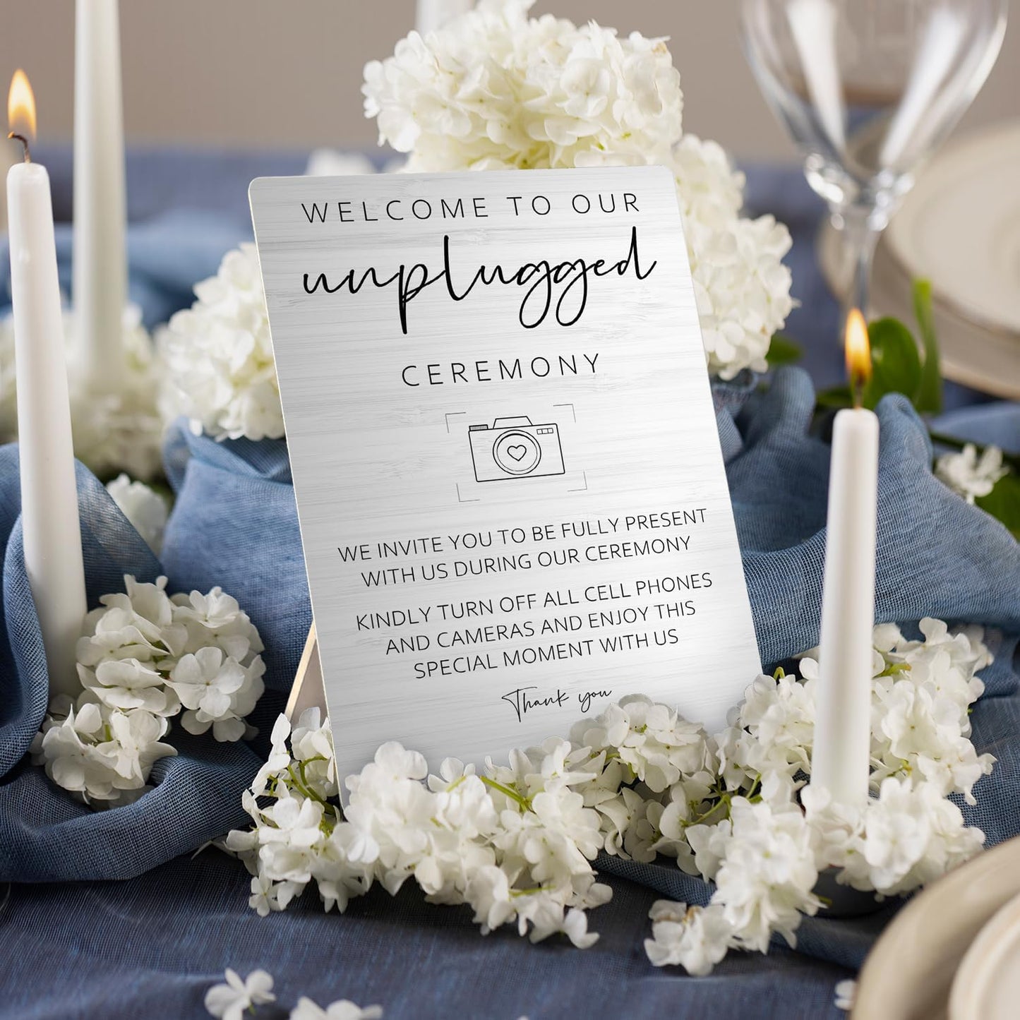 Wedding Welcome Sign, Wedding Wooden Sign Stand 5x7inch, Welcome to Our Unplugged Ceremony Sign for Wedding, Wedding Sign Stand, Wedding Signs for Reception, Wedding Ceremony Decorations