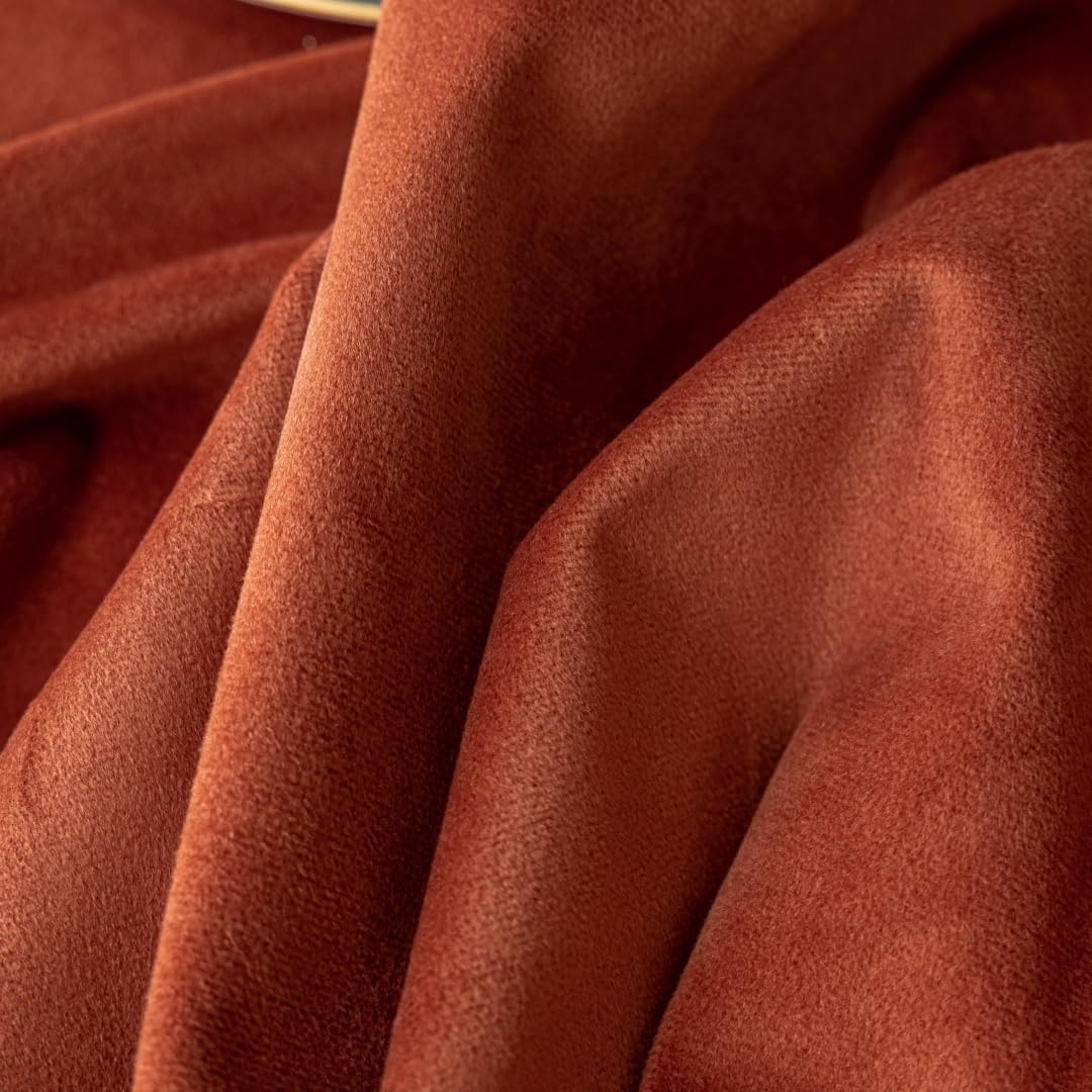 F-CHU Burnt Orange Tablecloth Thickset Velvet Tablecloth with Beautiful Gold Vintage Tassels Table Cloth for Home Decor Wedding, Party, Banquet and Events 70" Round