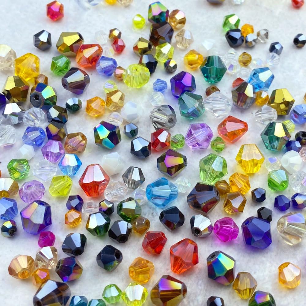 100pcs 8mm Bicone Crystal Glass Beads Loose Spacer Beads Faceted Craft Beads for Jewelry Making DIY Necklace Bracelet Earring Wind Chimes Suncatchers Ornamen(Red AB)