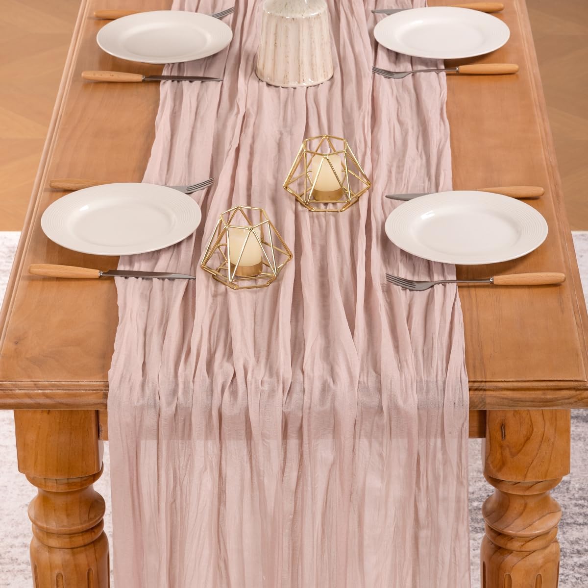 MLMW 10 Pack Pink Cheesecloth Table Runner Boho Gauze Rustic Cheese Cloth Table Runner 160 inch Sheer 13.3ft for Gender Reveal Wedding Party Baby Bridal Shower Birthday